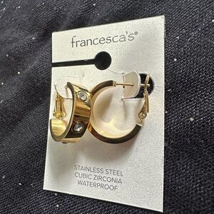 Francesca's Gold Stainless Steel Earrings with Zirconia